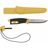 Нож с фиксированным лезвием Morakniv Companion Spark Black Yellow, сталь Sandvik 12C27, рукоять резина/пластик купить в Вологде